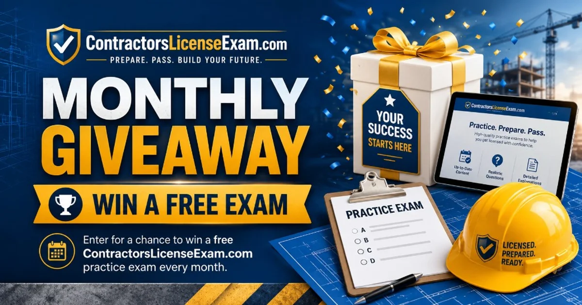 Monthly giveaway: win a free ContractorsLicenseExam.com practice exam every month