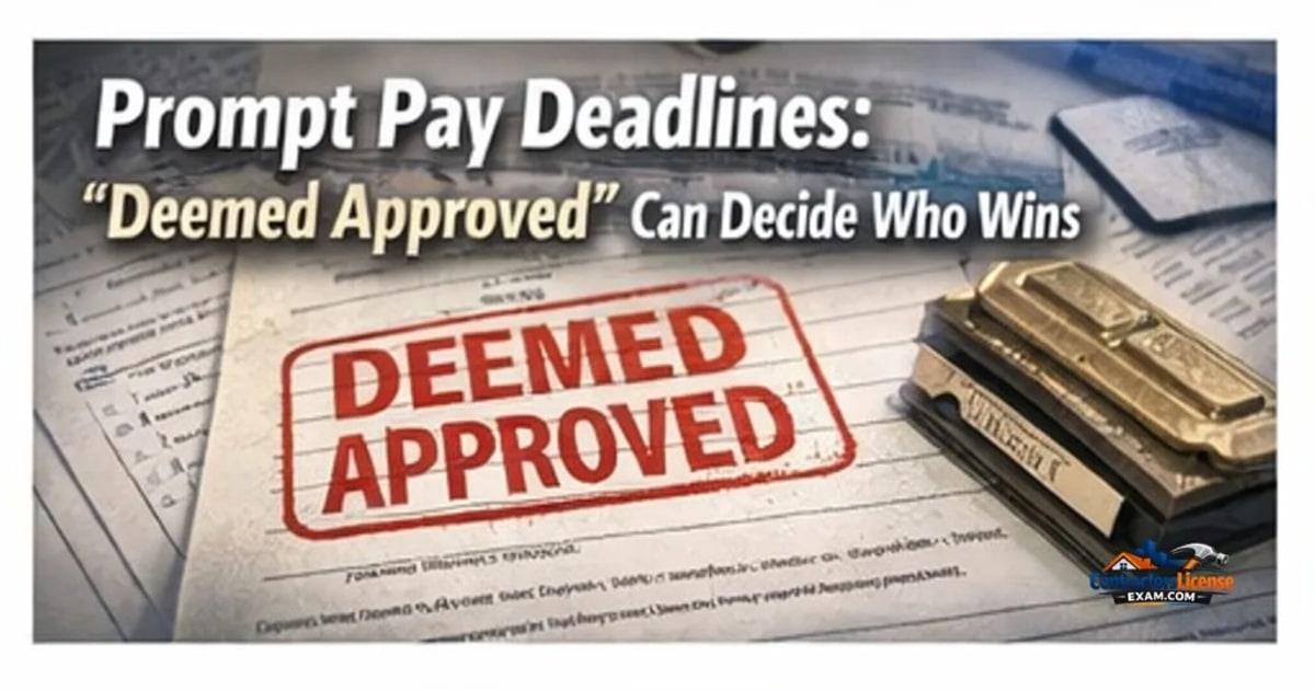 Prompt pay deadlines and deemed approved stamp on construction documents